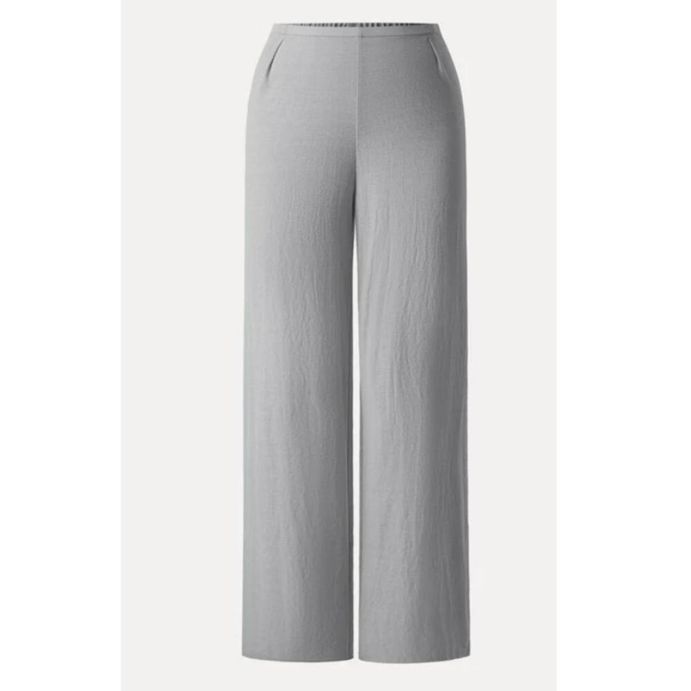 NWT OGL Breathable Cotton-linen Mid Rise Straight Leg Pant Silver Womens Size XS